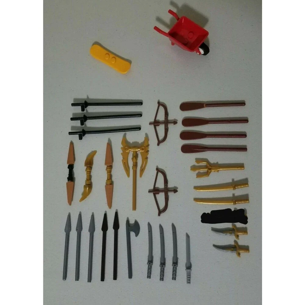 VINTAGE LEGO BLOCKS PARTS, CITY, WEAPONS SWORDS SPEARS BOWS ACCESSORIES ETC.